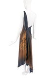 Roberto Cavalli Brown Leopard Tiger One Shoulder Asymmetric Silk Gown Dress