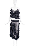 Roberts Wood Black Ruffle  Sheer Top and Skirt