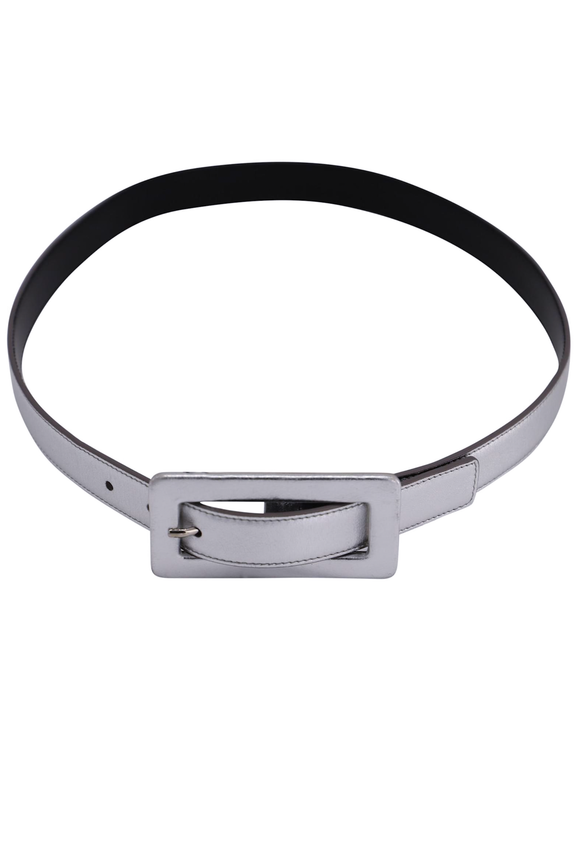 Saint Laurent Silver Leather Rectangular Belt