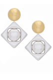 Saint Laurent Silver Oversized Geometric Gold Ball Earrings Spring 2024