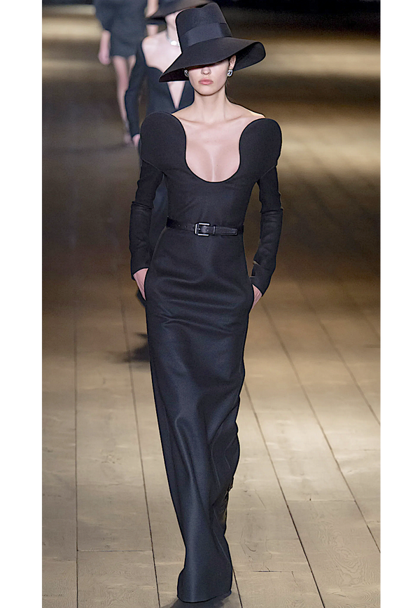 Saint Laurent Black Cut Out Swirl Round Shoulder Felt Wool Long Sleeve PaumLosAngeles Saint Laurent Black Cut Out Swirl Round Shoulder Felt Wool Long Sleeve PaumLosAngeles