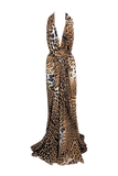 Yves Saint Laurent by Tom Ford Leopard Cheetah Print Silk Caftan Gown Dress