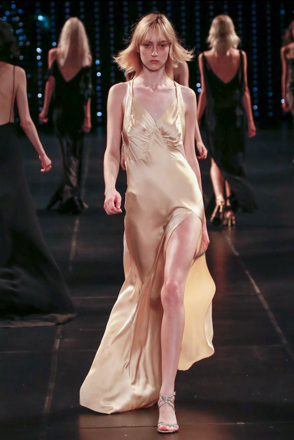 Saint Laurent Beige Ivory Silk Satin Old Hollywood High Slit Slip Dres PaumLosAngeles Saint Laurent Beige Ivory Silk Satin Old Hollywood High Slit Slip Dres PaumLosAngeles