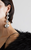 Saint Laurent Silver Half Ball Crystal Dangling Earrings