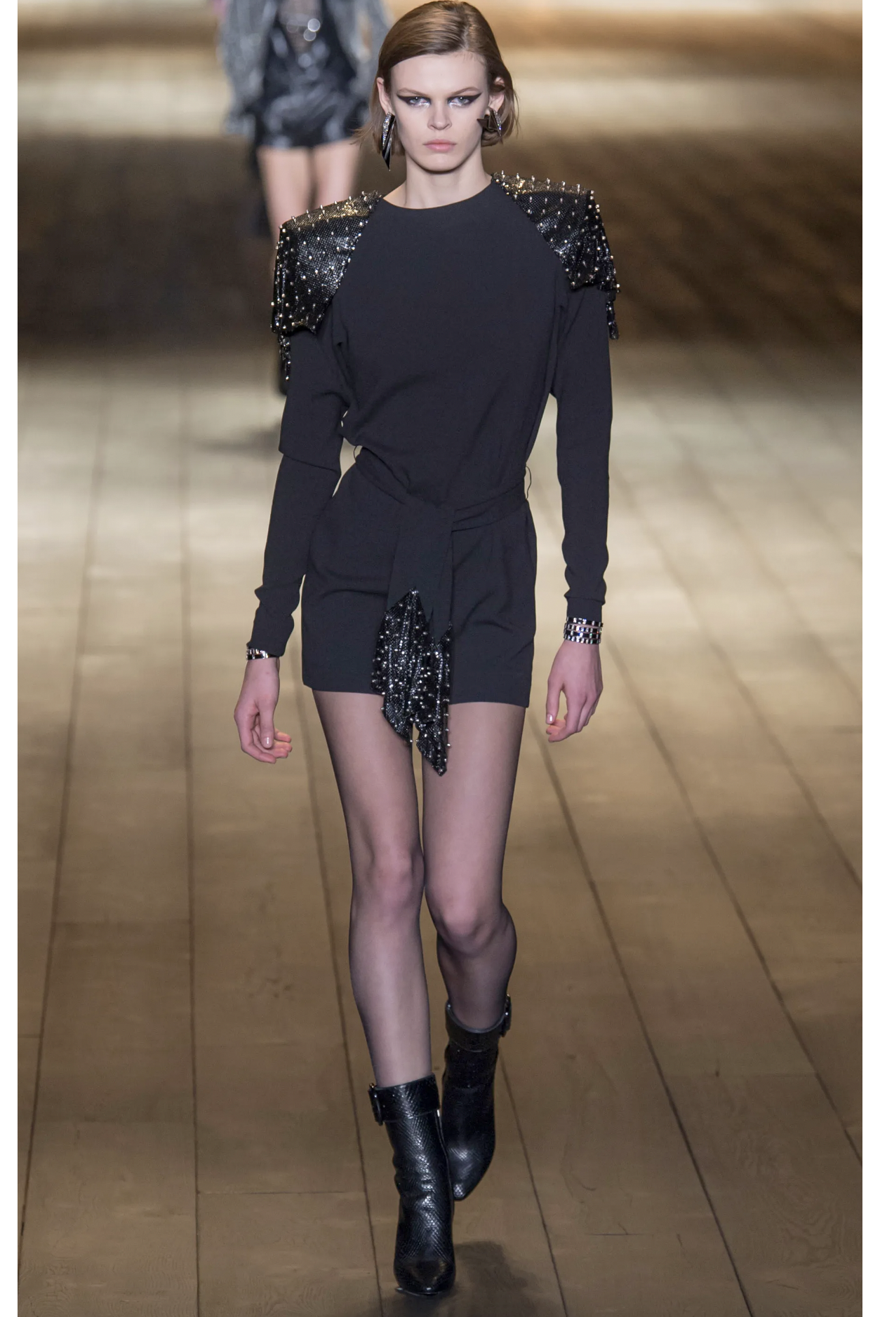 Saint Laurent Black Extreme Shoulder Pad Chain Mail Spike Mini Dress F PaumLosAngeles Saint Laurent Black Extreme Shoulder Pad Chain Mail Spike Mini Dress F PaumLosAngeles
