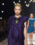 Lanvin Black Lacquer Dimensional Crystal Gem Stone Orchid Flower Necklace Runway Spring 2008