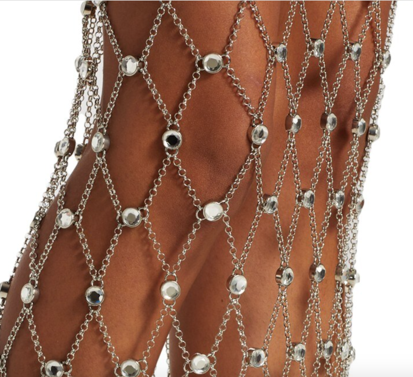 rabanne mesh slip dress Paco Rabanne Silver Chain Fish Net Mesh Crystal Dress Gown – PauméLosAngeles