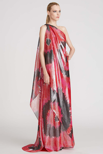 halston red dress Halston Red One Shoulder Lurex Silk Dress Gown – PauméLosAngeles