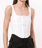 Dion Lee Black Ribbed Cotton Jersey Boned Hook & Eye Westwood Style Corset Top