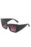 HM Studio Black Crystal Futuristic Cat-Eye Sunglasses