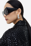 HM Studio Black Crystal Futuristic Cat-Eye Sunglasses