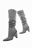 Vintage Crystal Saint Laurent Niki Style Over Knee Slouch Boots