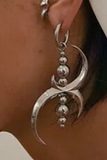 Vintage Silver Double Half Moon Pearl Earrings