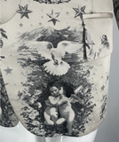 Jean Paul Gaultier Black White Satin Angel Cherub Dove Holy Star Print Blazer Jacket