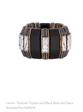 Lanvin Black Crystal Gold Art Deco Ring
