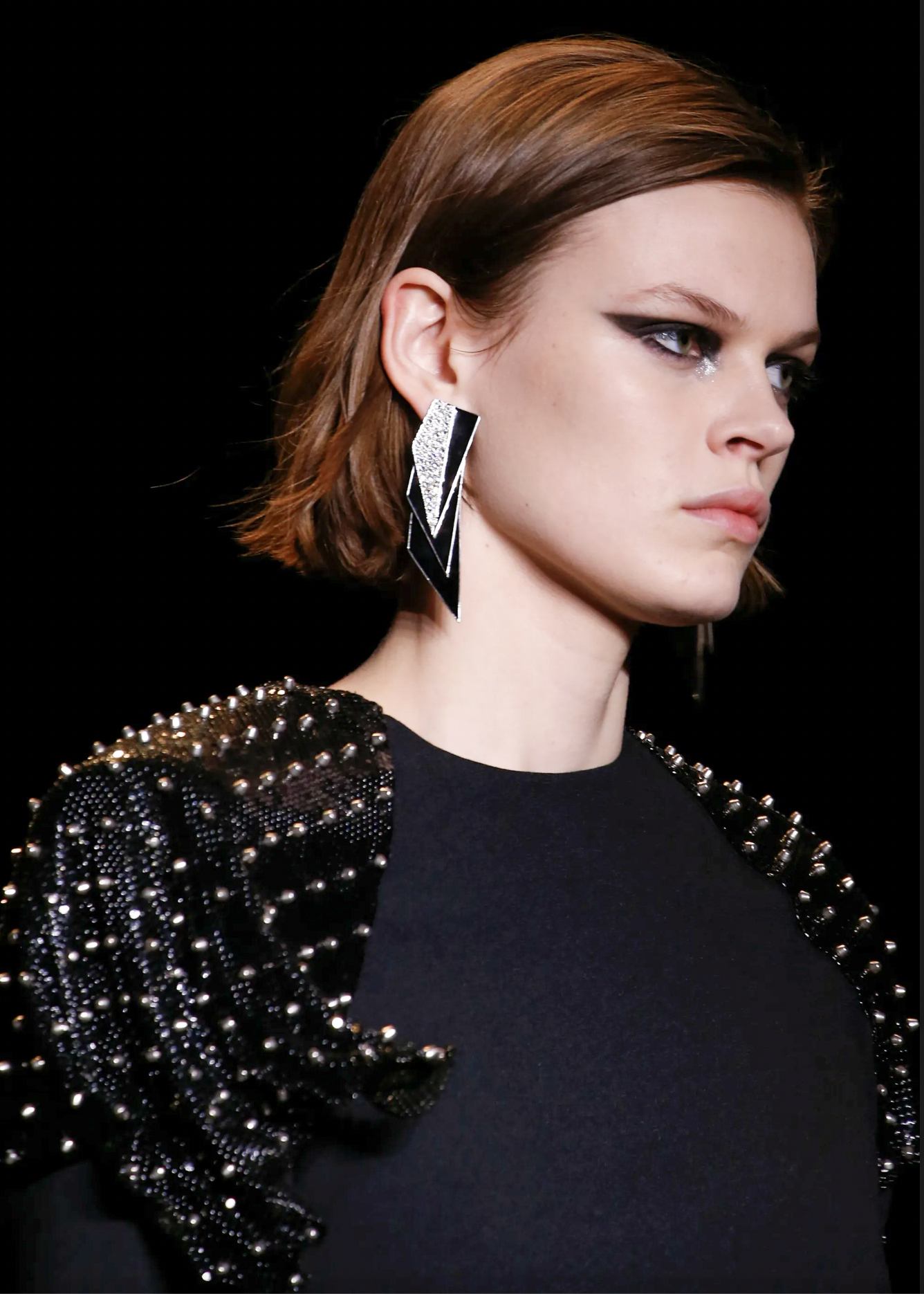 Saint Laurent Black Extreme Shoulder Pad Chain Mail Spike Mini Dress F PaumLosAngeles Saint Laurent Black Extreme Shoulder Pad Chain Mail Spike Mini Dress F PaumLosAngeles