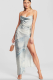 Dior by Galliano Style Denim Patch Bias Silk Slip Retrofete Dress