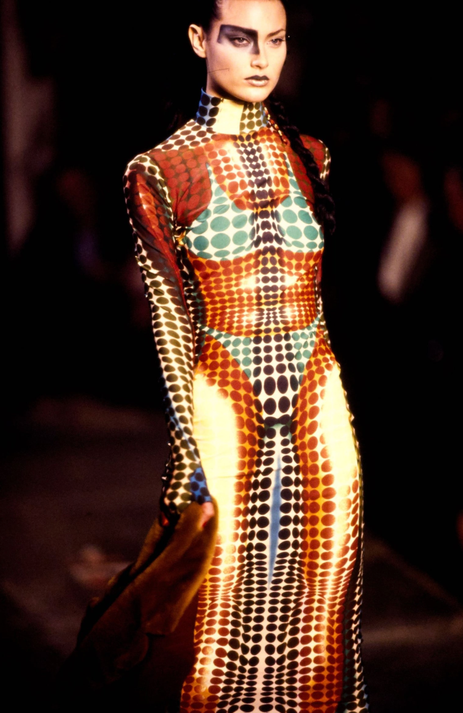 Jean Paul Gaultier FW 1995 Cyber Dot Bra Mesh Long Sleeve Top Jean Paul Gaultier FW 1995 Cyber Dot Bra Mesh Long Sleeve Top
