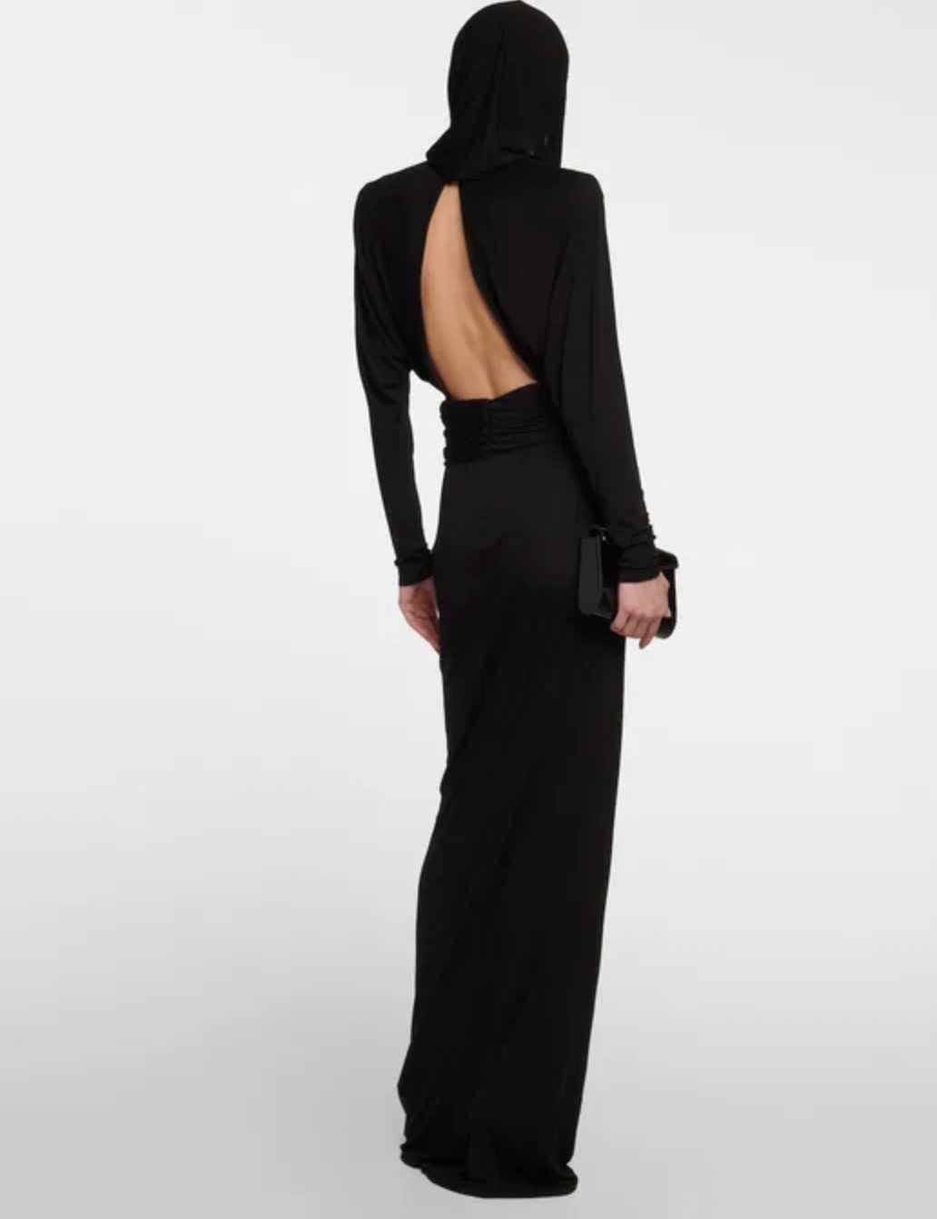 Saint Laurent Black Cut Out Long Sleeve Shoulder Padded Hooded Dress G –  PauméLosAngeles