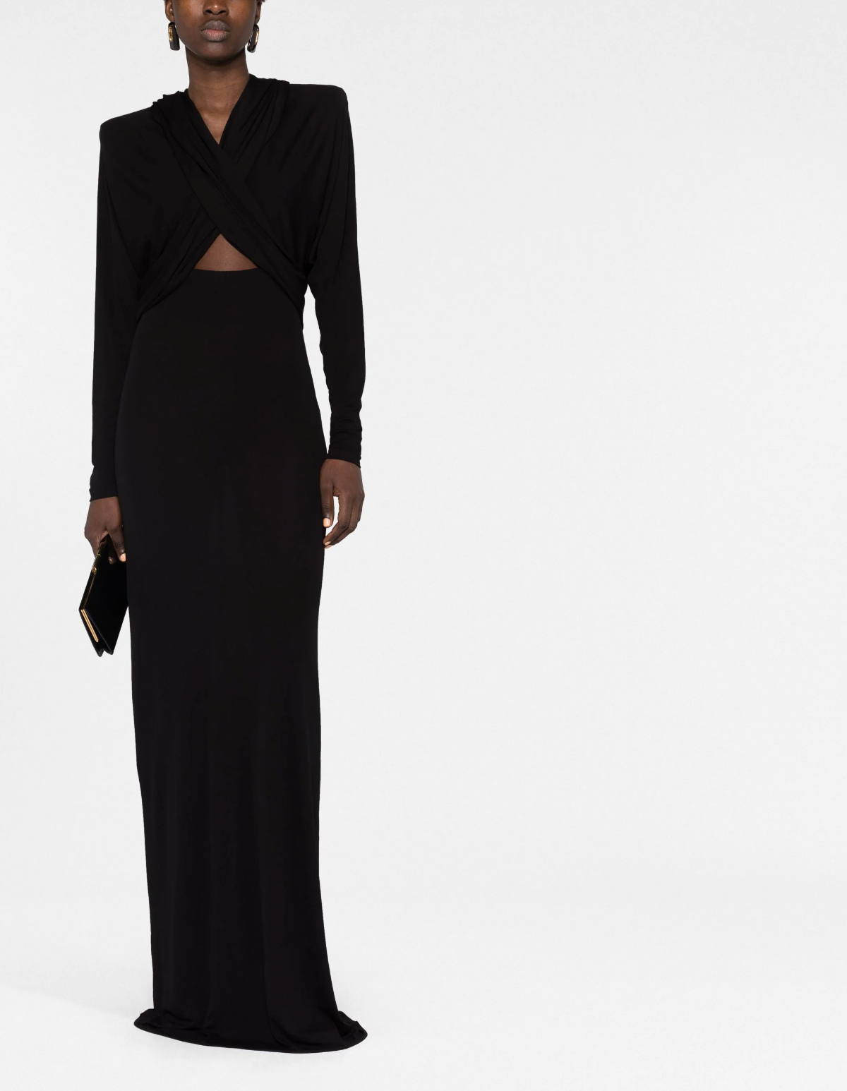 Saint Laurent Black Cut Out Long Sleeve Shoulder Padded Hooded Dress G –  PauméLosAngeles