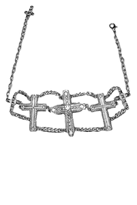 Avant Garde X Seditionaries Silver Cross Choker Necklace