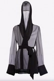 Saint Laurent Black Sheer Chiffon Hooded Shirt Cuff Jacket Top