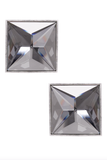 Area NYC Silver Crystal Oversized Sqaure Earrings