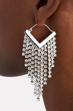 Isabel Marant Silver Crystal Fringe V Earrings