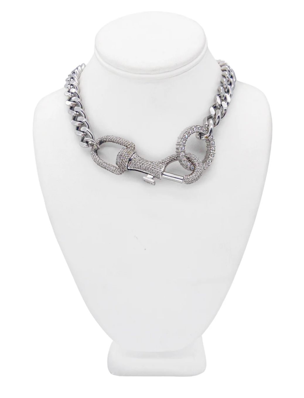 Christian Dior by John Galliano Silver Metal Crystal Pavé Safety