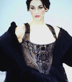 Vivienne Westwood Black Tulle Velvet Cut Out Orb Bird Shell Corset Spring Summer 1992