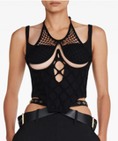 Dion Lee Black Fishnet Cut Out Corset