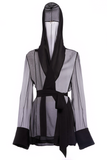 Saint Laurent Black Sheer Chiffon Hooded Shirt Cuff Jacket Top