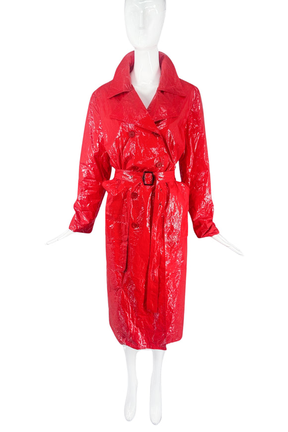 Sies Marjan Red Vinyl Trench Coat