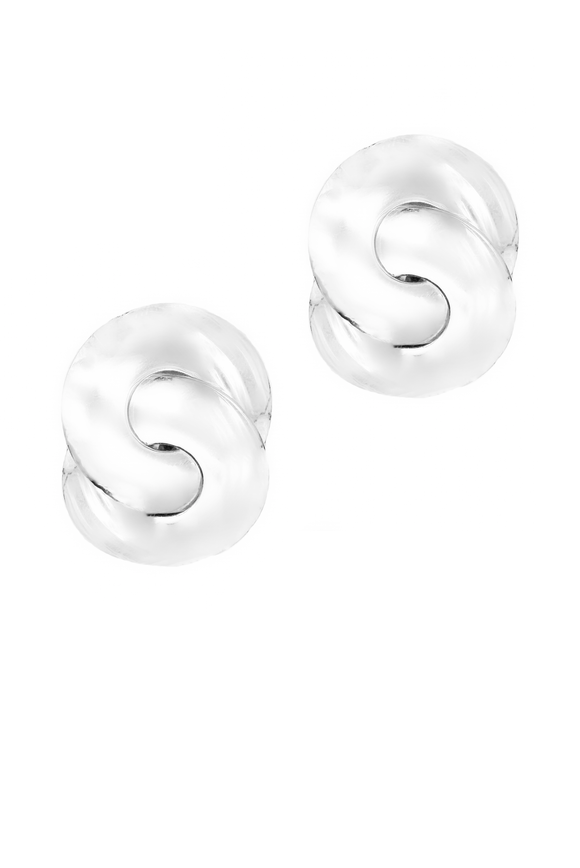 Vintage Silver Round Sculptural Swirl Coil Earrings