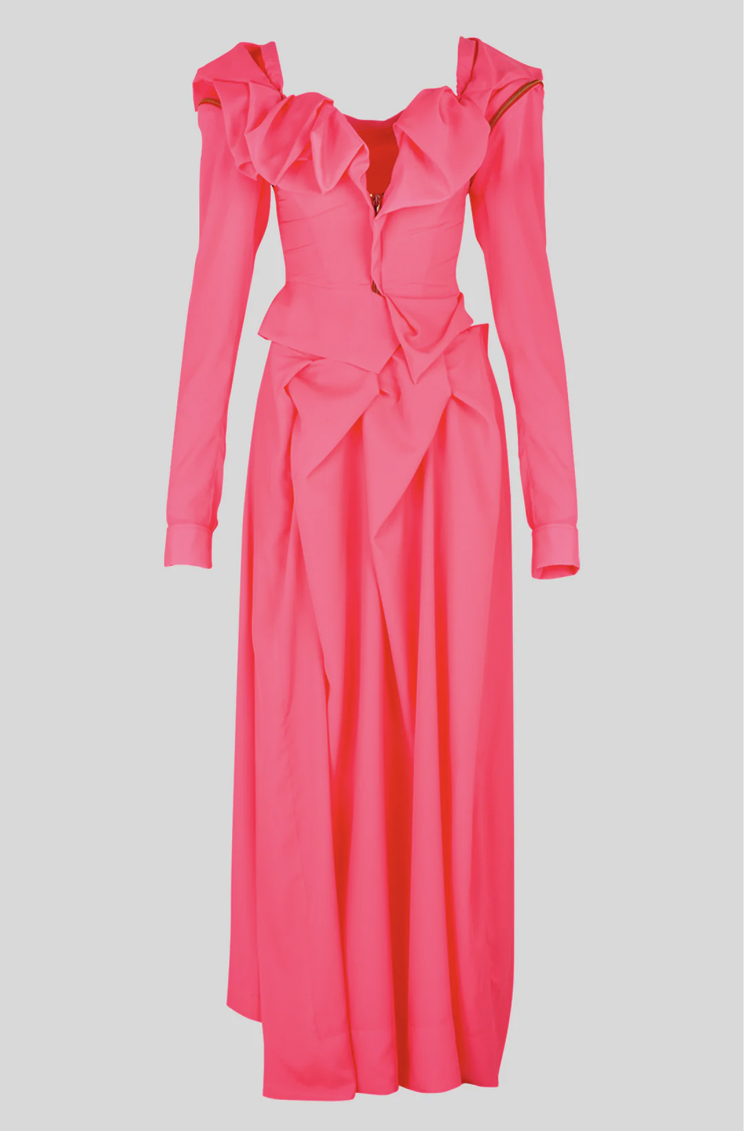 vivienne westwood long sleeve dress Vivienne Westwood Pre-Owned Draped long-sleeve Midi Dress | Red