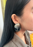 Xenia Bous Silver Gunmetal Big Stone Earrings