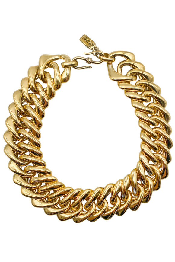 Saint Laurent YSL Massive Gold Curb Chain Choker Necklace