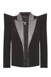 Balmain Black Silver Crystal Lapel Pointed Shoulder Klaus Nomi Tuxedo Jacket Runway Spring 2021