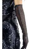 Burberry Black Fishnet Crystal Opera Gloves