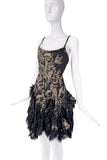 Roberto Cavalli Black Embroidered Ruffle Corset Mini Dress Gown Fall 2004