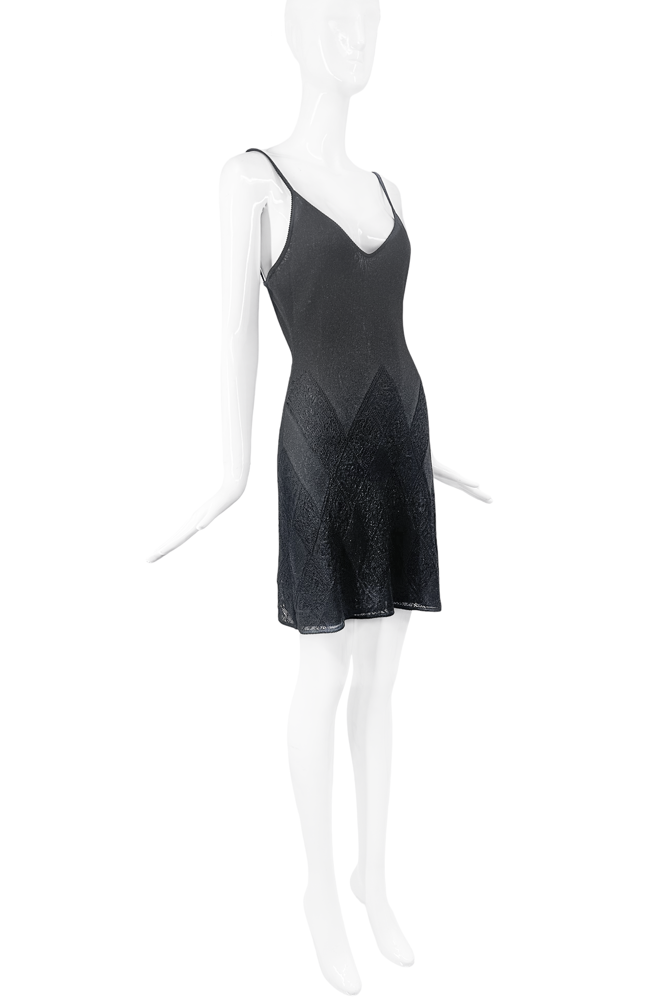 Christian Dior by John Galliano Black Lurex Diamond Texture Slip Dress PaumLosAngeles Christian Dior by John Galliano Black Lurex Diamond Texture Slip Dress PaumLosAngeles
