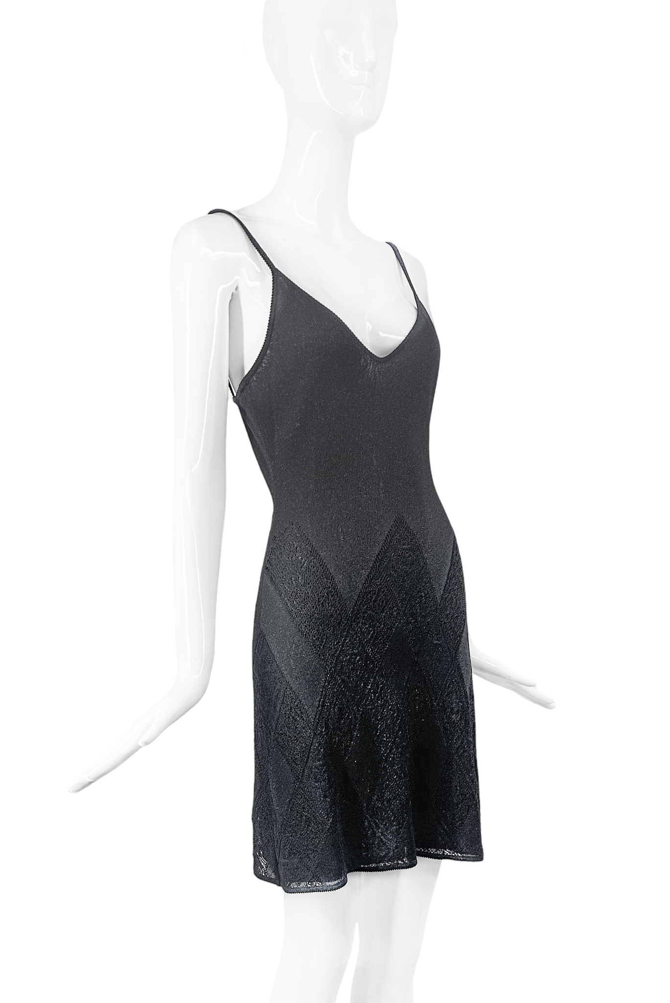 Christian Dior by John Galliano Black Lurex Diamond Texture Slip