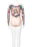 Christian Dior by John Galliano Nude Tattoo Print Logo Sailor Bodysuit Runway Spring 2004