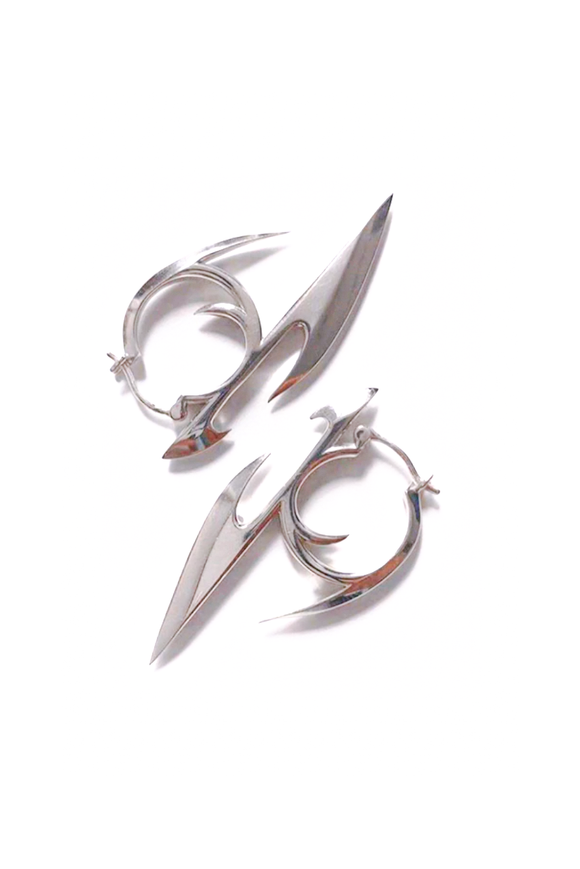Vintage Silver Circle Sword Earrings