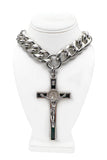 Cruize "Robin" Silver Metal Heavy Duty Chain Oversized Cross Necklace