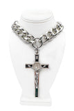 Cruize "Robin" Silver Metal Heavy Duty Chain Oversized Cross Necklace