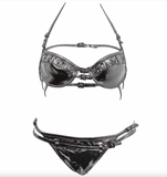 Christian Dior by Galliano Silver Metallic Corset Straps Bikini Two Piece Runway Summer 2003