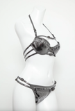 Christian Dior by Galliano Silver Metallic Corset Straps Bikini Two Piece Runway Summer 2003