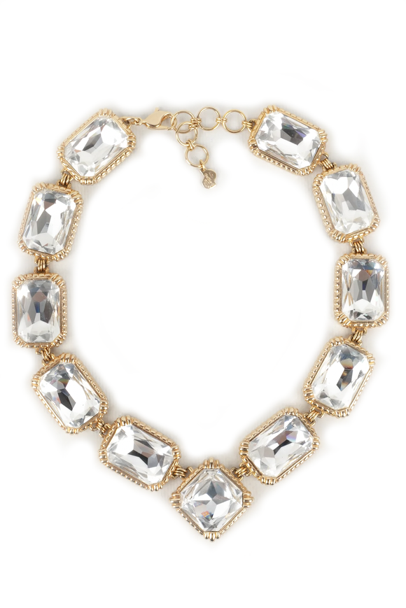 Christian Dior Gold Square Crystal Necklace