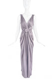 Christian Dior by John Galliano Silver Grey Satin Draped Goddess Gown